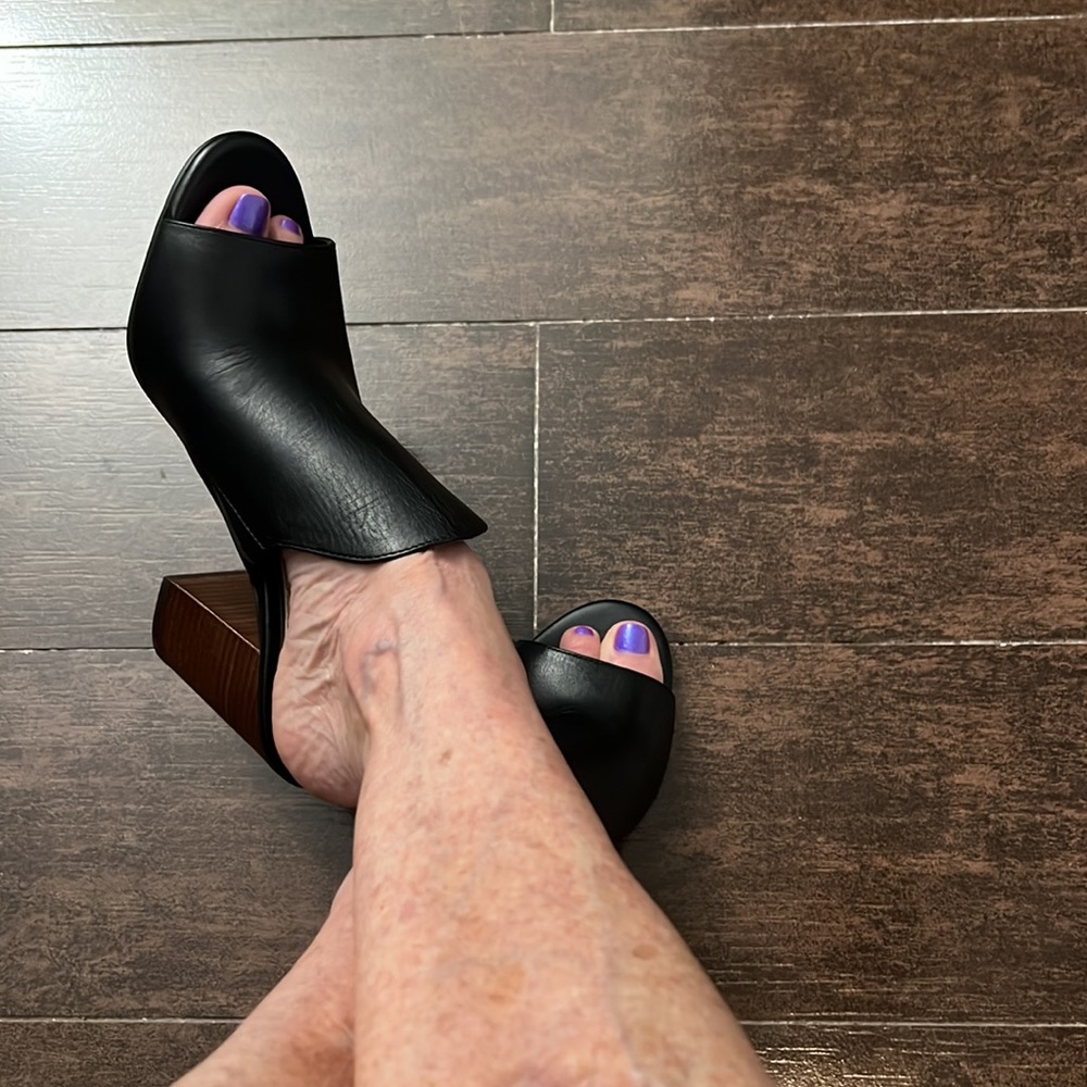 Black open toe high heel sandal